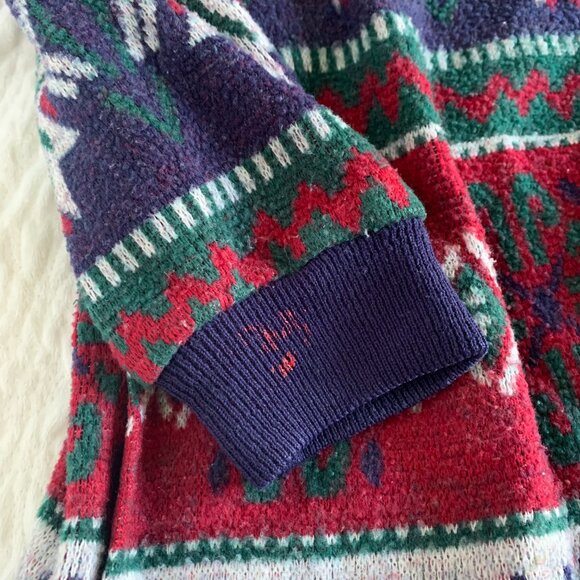 90s Vintage Bruttini Uomo Men's Geometric Mock Neck 3/4 Zip Fleece Sz Large - Picture 17 of 17